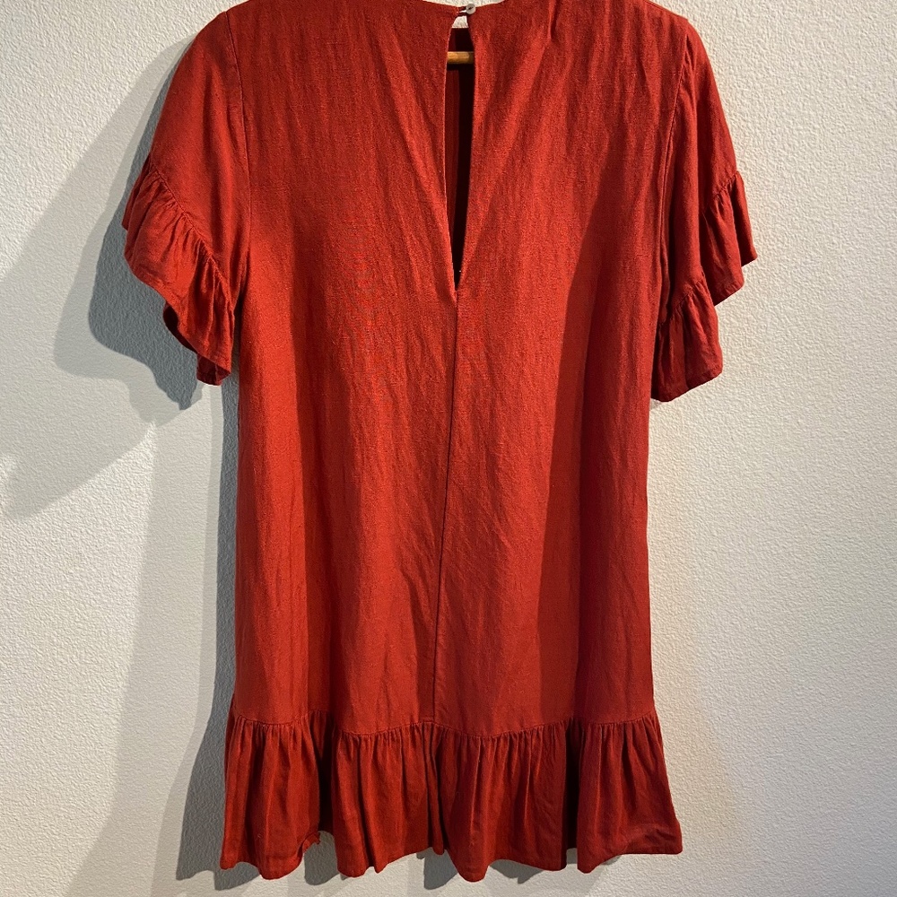 Red Ruffled Tie-Mini Dress - Picture 8 of 10